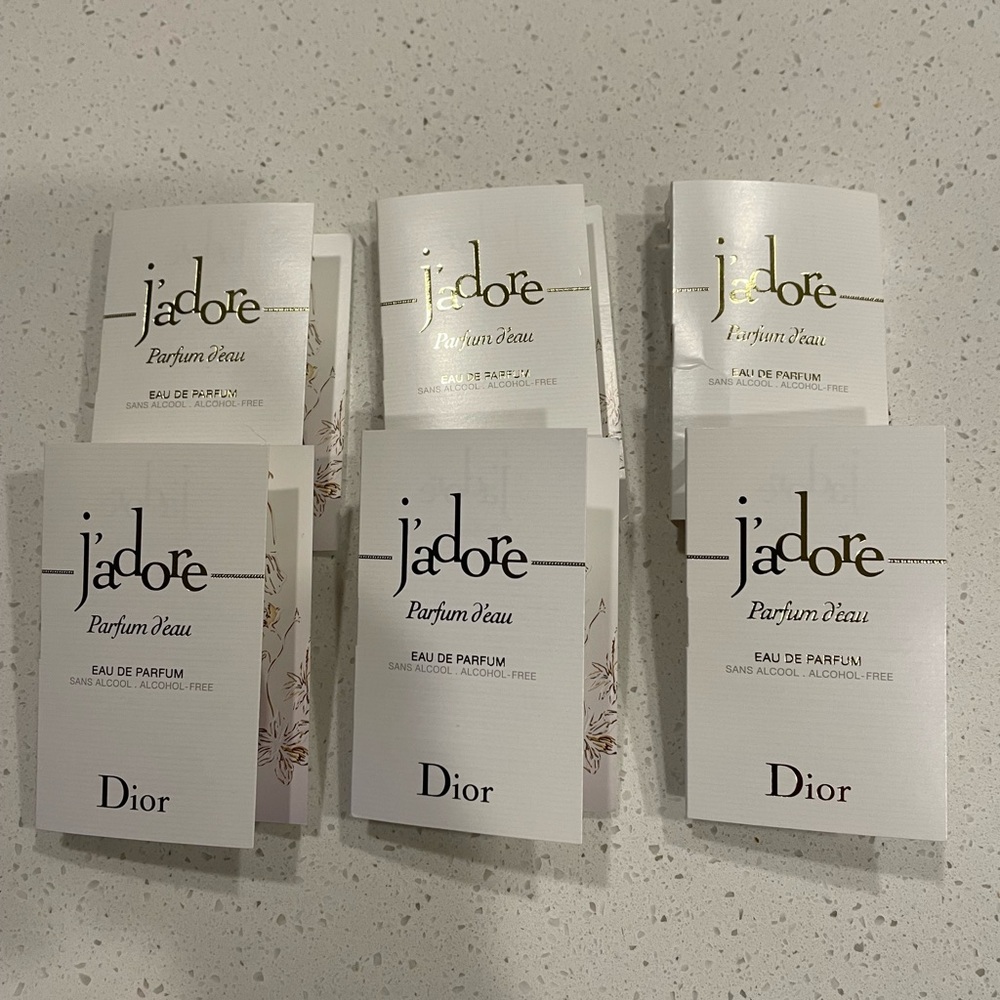 j’adore six perfume samples. .04 fl oz.